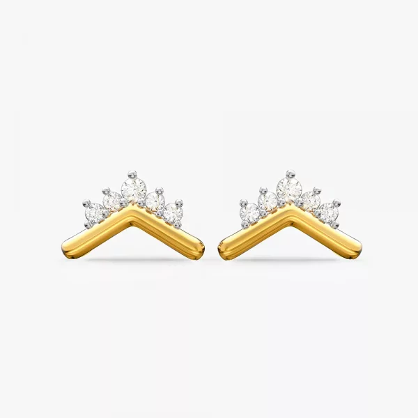 Gold Tiara Diamond stud Earring