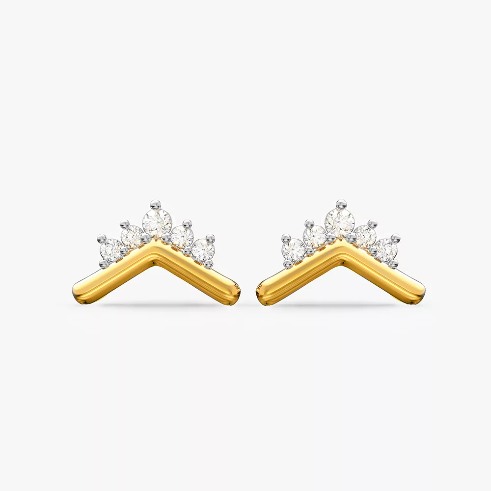 Gold Tiara Diamond stud Earring