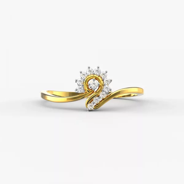 Golden Feather Diamond Ring