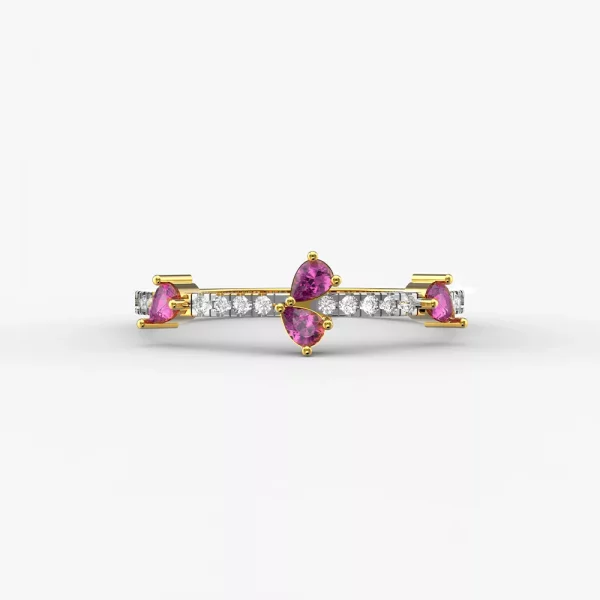 Pink Petals Ruby and Diamond Ring
