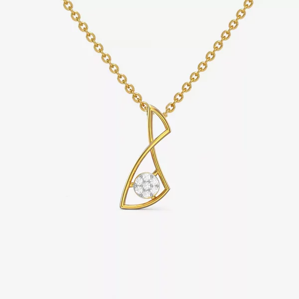 Twisted Horizon Yellowgold Diamond Pendant Necklace