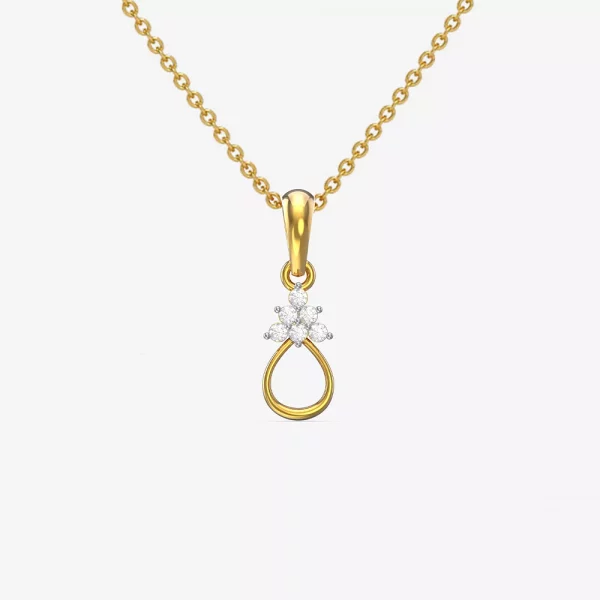 Dainty Bell Yellowgold Diamond Pendant Necklace