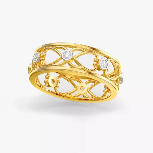 Yellow gold band diamond Ring