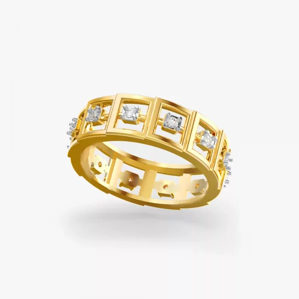 Shining gold band diamond ring