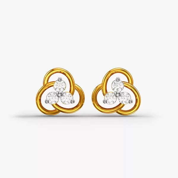 Golden periwinkle diamond stud earrings