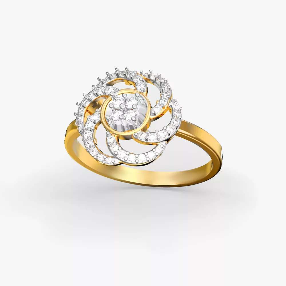 Spiral Round yellow gold Diamod ring