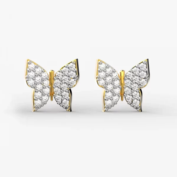 Butterfly diamond stud earring