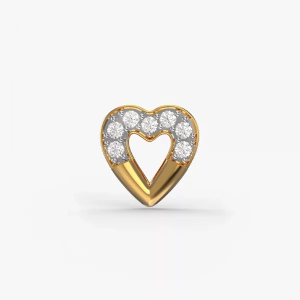 Gold heart Diamond Nose Stud