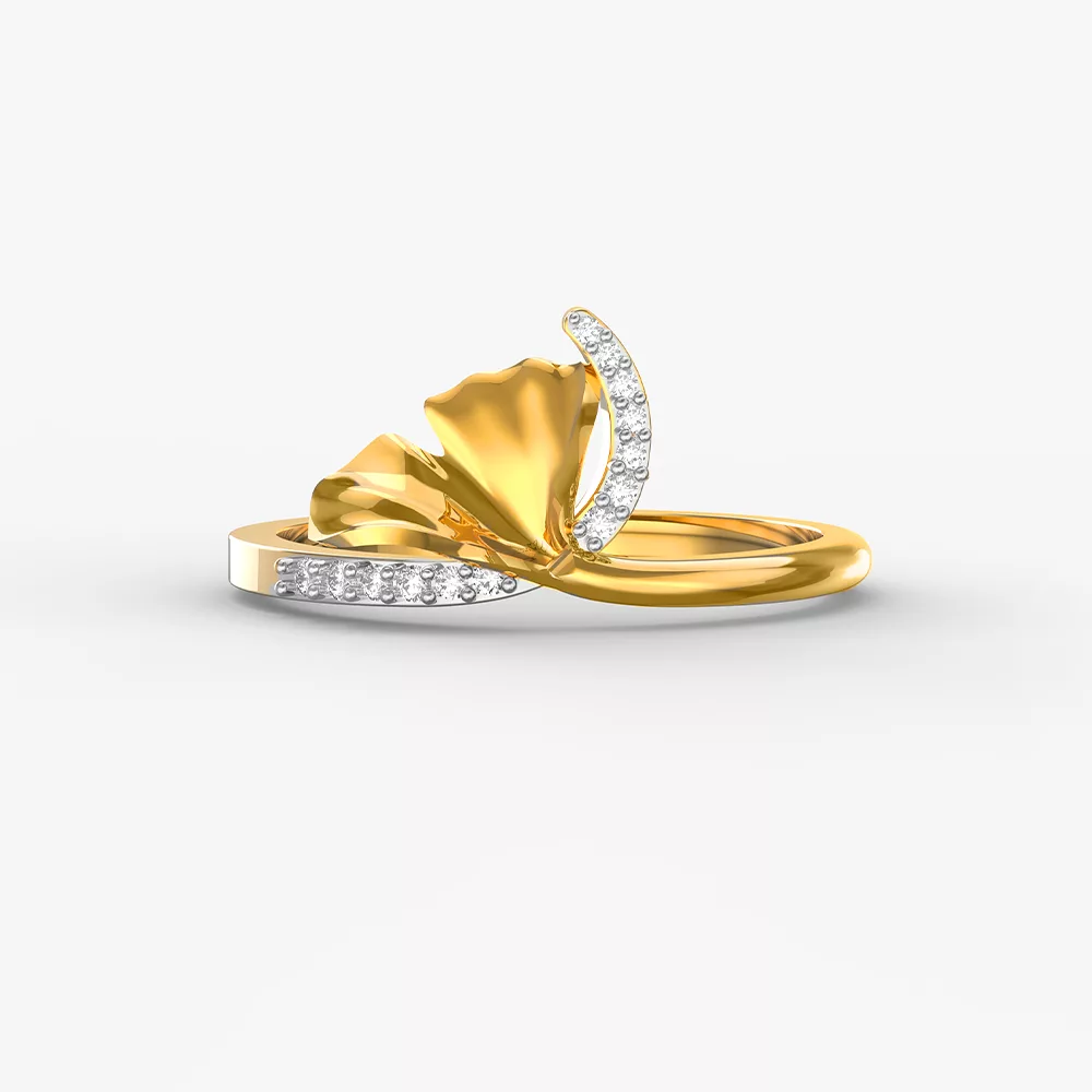 Golden hibiscus diamond ring