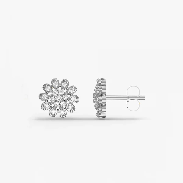 Sparkling Tuberose diamond stud earrings