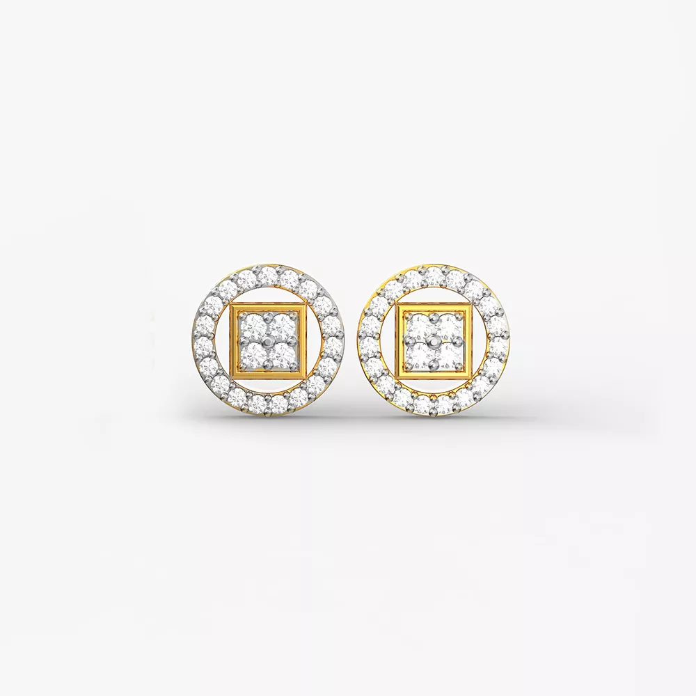 Rhombus in ring diamond earrings