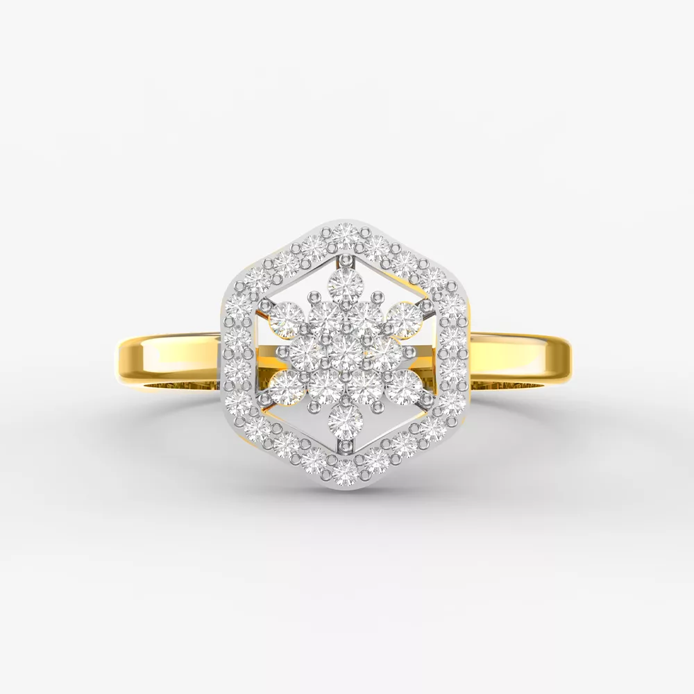 14k Hexa Diamond Ring