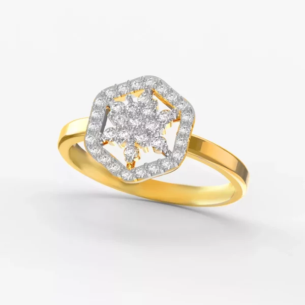 14k Hexa Diamond Ring