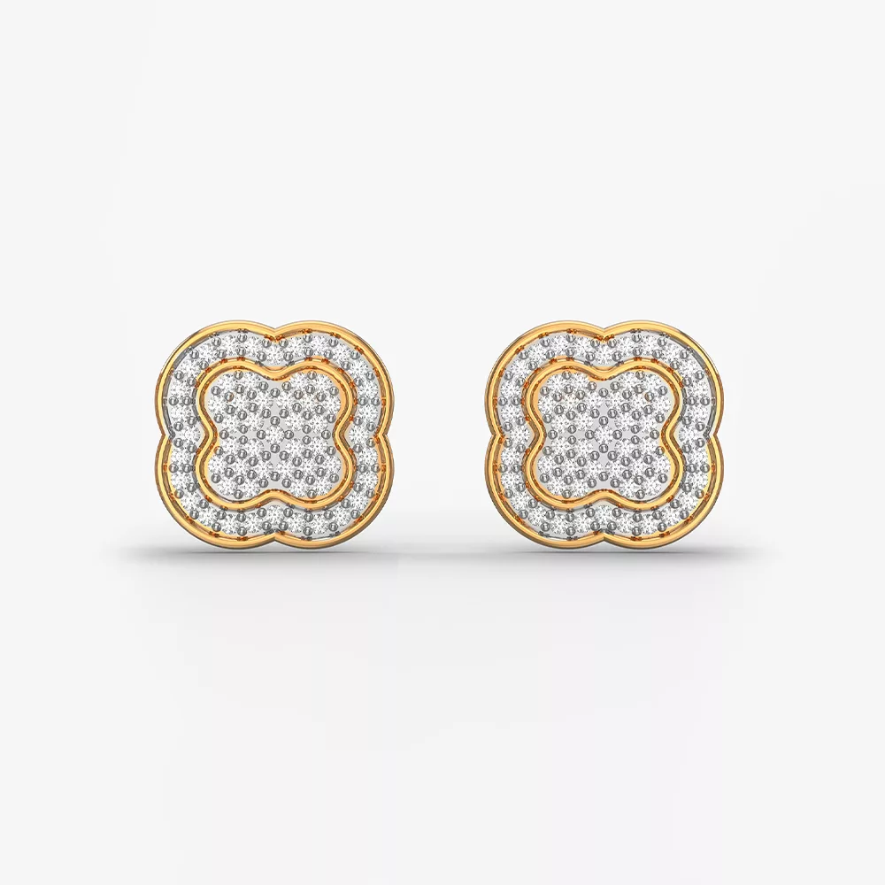 Abstract Golden Buds diamond stud earrings