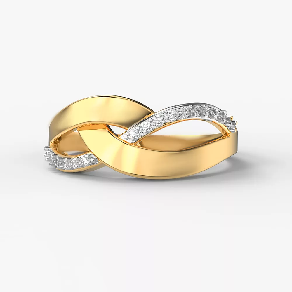 Golden knot diamond ring