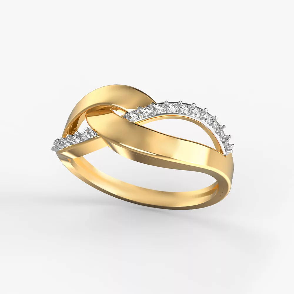 Golden knot diamond ring