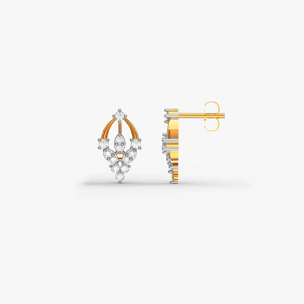 Golden shield of love diamond stud earrings