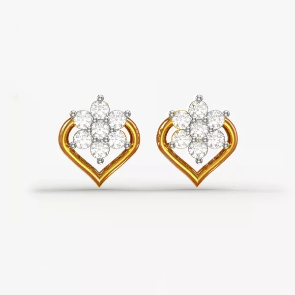 Sparkling Peacock Flower diamond stud earrings