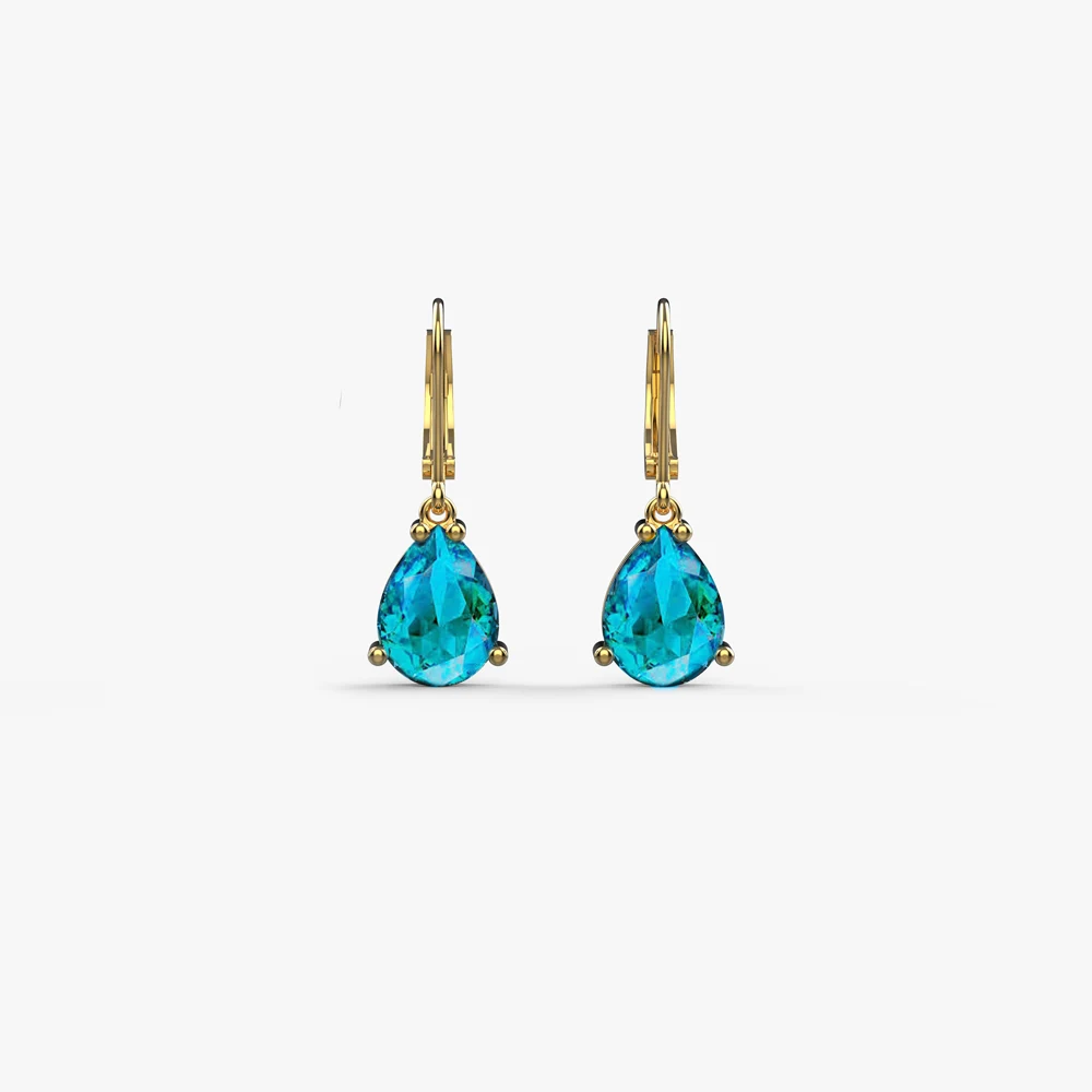 Oval Turquoise gemstone drop earring