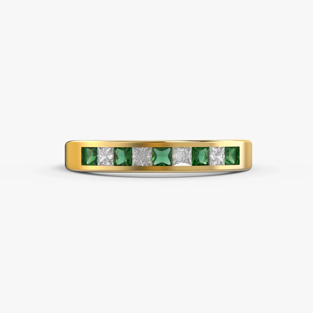 Princess cut emerald and diamond ring