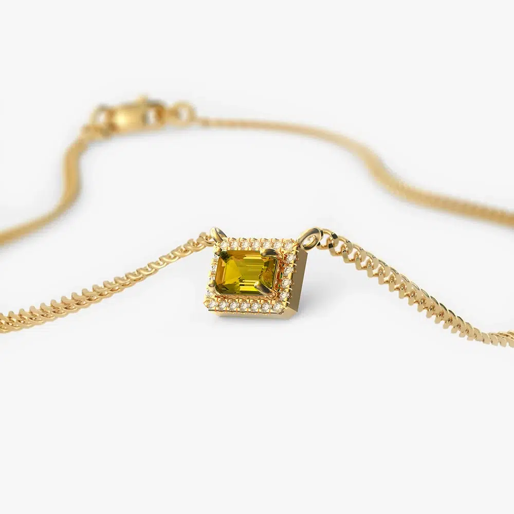 Yellow sapphire and diamond pendant necklace