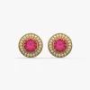 Ruby and diamond round earring
