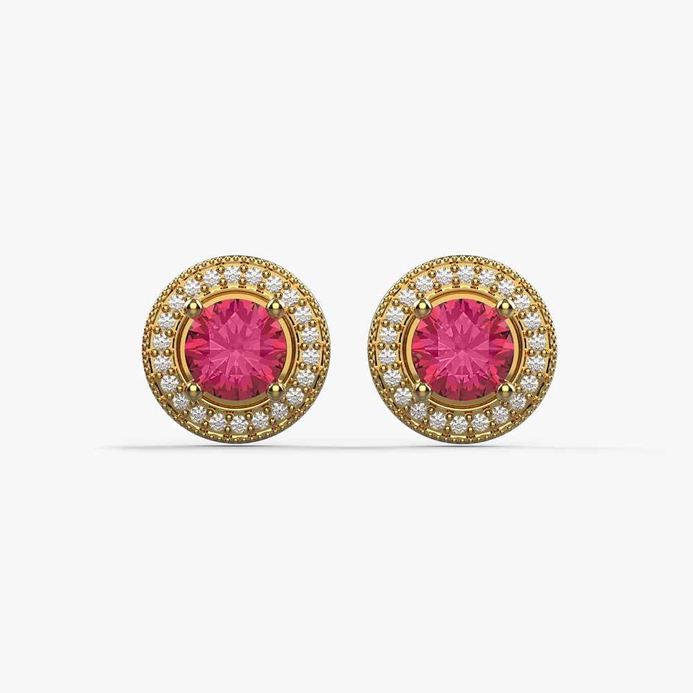 Ruby and diamond round earring