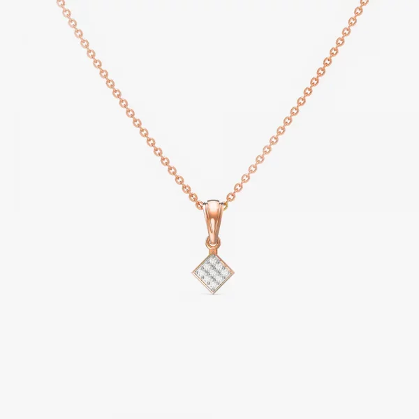 Rose Gold Sparkling Rhombus Diamond Pendant
