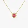 Ruby and diamond round pendant necklace