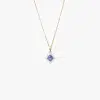 Rhombus blue sapphire and diamond pendant necklace