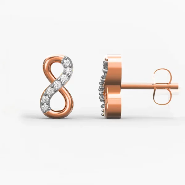 Rose Gold Gleaming Infinity Earring
